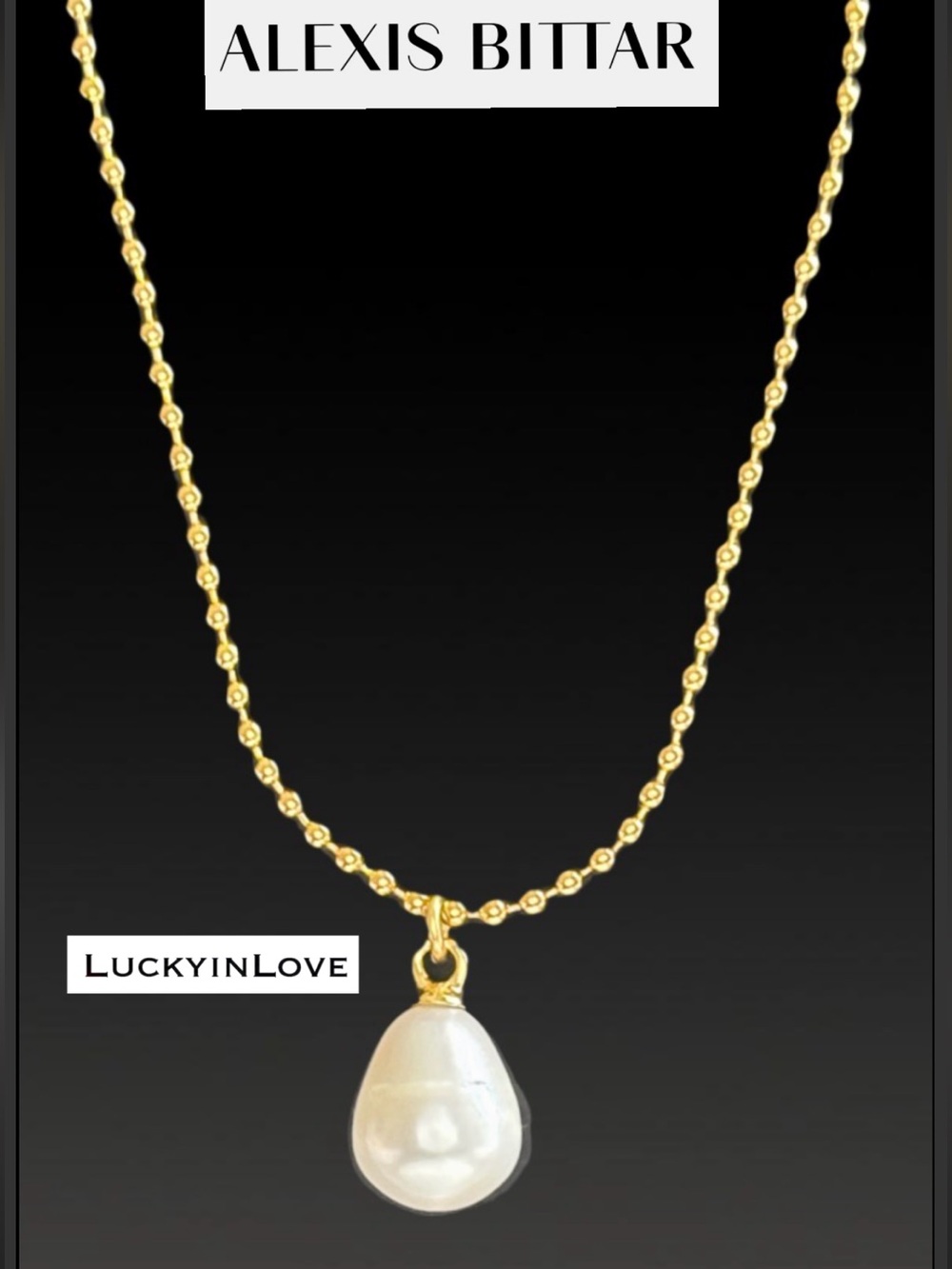 ALEXIS BITTAR • Molten Gold La Perla Pearl Solitaire Ball Chain Necklace